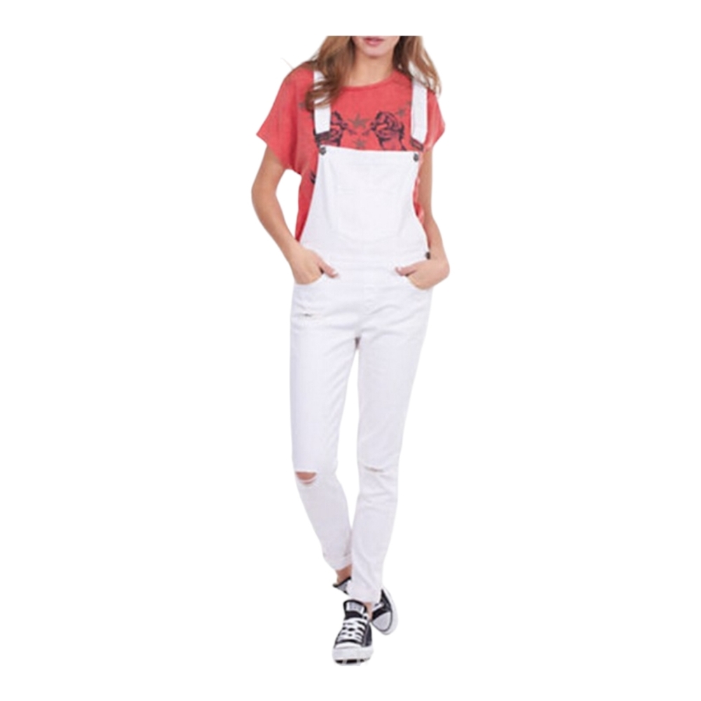 WILLIAM RAST White Distressed Denim Overall Size XL